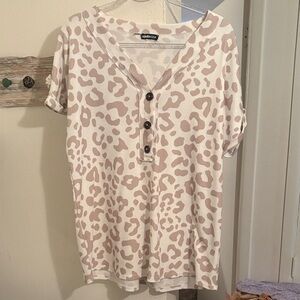 HEIMISH USA Button-Front Leopard Print Top - Cream